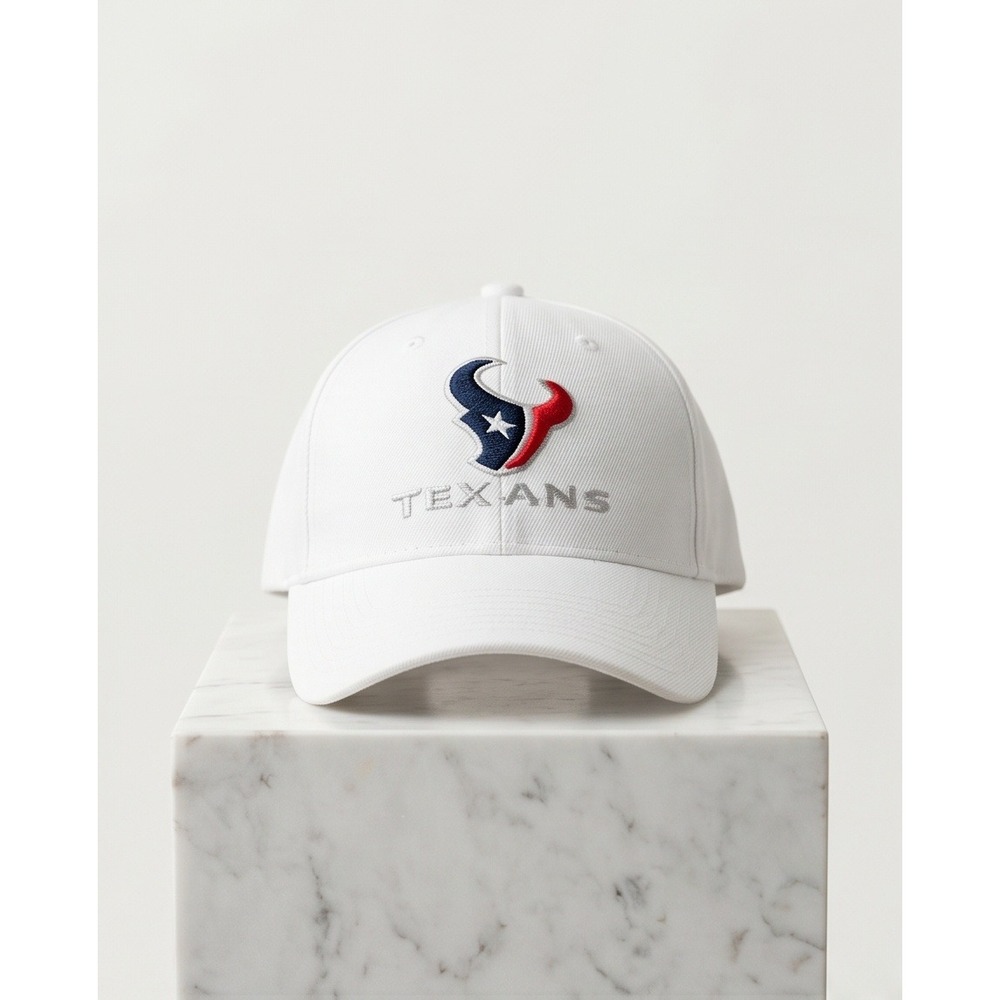 Houston Texans NFL Mens White Embroidered Logo Hook & Loop Adjustable Hat Cap